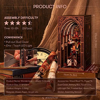 CCCDF Book Nook Kit, Alice Evidence DIY 3D Wooden Puzzle - Image 2