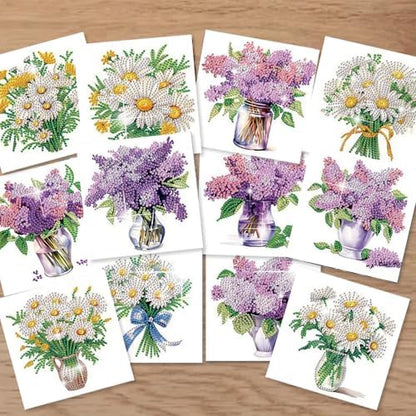 C'eitura Diamond Art Painting Greeting Cards 12 Pack DIY 5D Lilac Daisy Floral Rhinestone Mosaic Folded Cards, Handmade Craft Gift Adults Women Birthday Mothers Day - Image 3