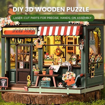 DIY Book Nook Kit LED 3D Puzzle (Aura Verde Flower Room) - Image 4