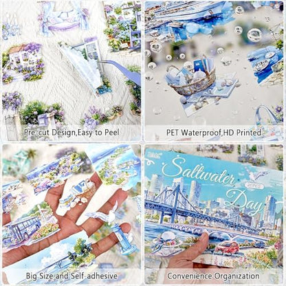 Summer Landscape PET Sticker Book, Diecut Stickers for Journaling - Image 3