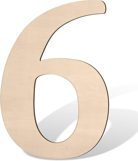 17 inch Large Wooden Numbers for Party Decor, Big Wood Number 6 for Wall Decor, Unfinished Blank Giant Wooden House Numbers, Wood Signs for Crafts, Birthday, Rustic Wedding, Christmas, Baby Shower