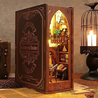 ISSEVE Book Nook Kit, DIY Dollhouse Booknook Kits Bookshelf Insert Décor - Image 5