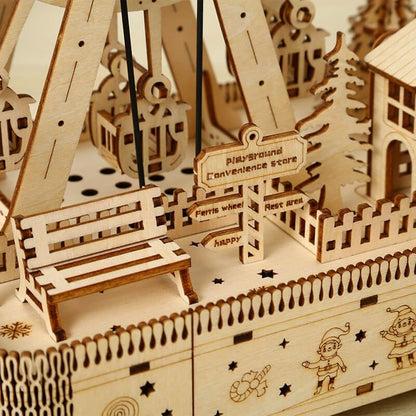 3D Wooden Puzzles for Adults 183pcs LED Light Music Ferris Wheel DIY Wooden Assembly Kit for Teens Home Decor - Image 4