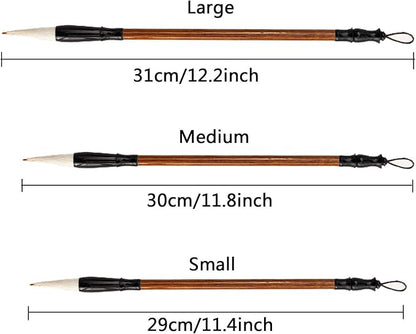 Befiy Chinese Calligraphy Brush, Writing Drawing Watercolor Ink Brushes Hubi Painting Kanji Sumi Wolf Bamboo Brushes Set for Professional Beginner (White)