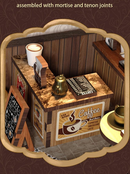 Country Cafe DIY Book Nook Kit for Adults - 3D Wooden Puzzle Miniature House with Furniture, Collectible Shelf Insert, Home Library Decor Gift - Image 5