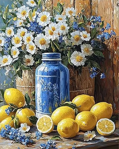 AWLNKMC Lemon Daisy Bottle Paint by Numbers for Adults, DIY Paint by Numbers Kits for Adults Beginners Without Frame, Acrylic Paint on Canvas Painting Kits for Home Decor 16x20 Inch by Unknown