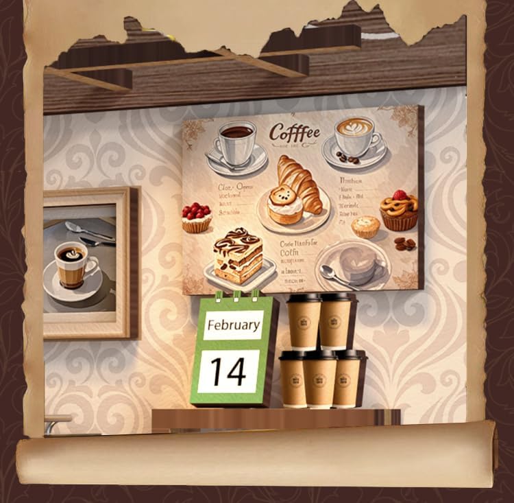 DIY Miniature Dollhouse Kit, 3D Wooden Puzzle Coffee Shop Model, Creative Mini Cafe Building Set with Furniture, Arts and Crafts Gift for Adults & Teens (Country Cafe) - Image 6