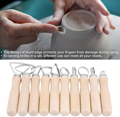 Akozon Pottery Tools Clay Sculpture Tool Set JR2-10/ 10Pcs DIY Wax Carving Pottery Shapers Tools Clay Sculpting Tools Set Accessories