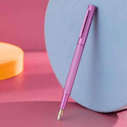 Hongdian 1851 Pink Forest Fountain Pen Medium Nib, Classic Design with Converter and Metal Pen Case