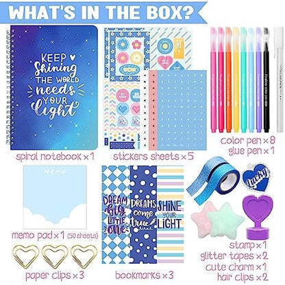 Nollh DIY Journal Kit for Girls – Cute Journal Set for Teen Tween Girls Gifts, Stationary Set, Scrapbook & Diary Supplies Set, Gifts for 8 9 10 11 12 13 14 Year Old Girl - Image 2