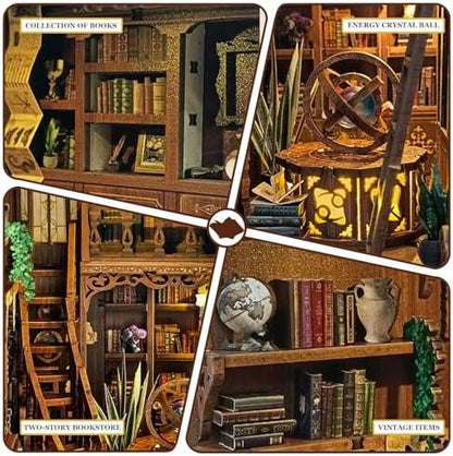 Book Nook Kit DIY Miniature House 3D Wooden Puzzle - Myriad Books House - Image 6
