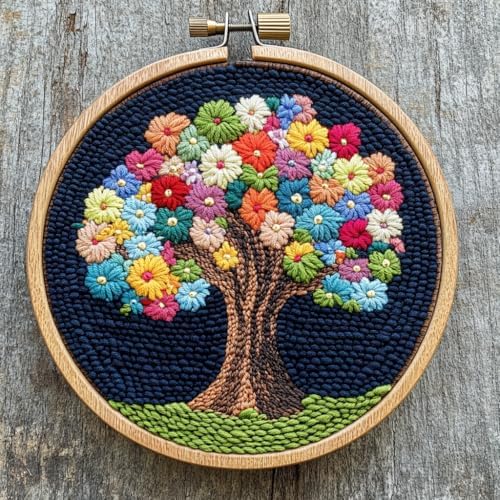 Punch Needle Kits for Beginners Life Colorful Tree 20x20cm-2 by Unknown