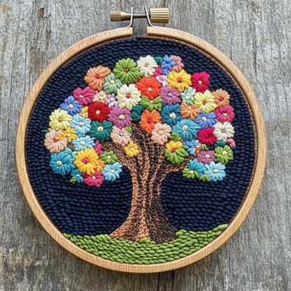 Punch Needle Kits for Beginners Life Colorful Tree 20x20cm-2 by Unknown
