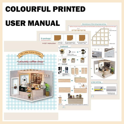CUTEROOM DIY Miniature House Kit - Mini Craft Rooms for Adults with LED Lights, Realistic Mini Dollhouse Kit Building Model Kit, Creative Home Decor Gift- Leisure Coffee Shop - Image 7