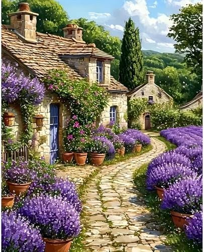 xackcme Landscape Paint by Numbers for Adults - House Paint by Number on Canvas Without Frame, DIY Scenery Oil Painting for Gift Home Wall Decor (16x20 inch) by xackcme