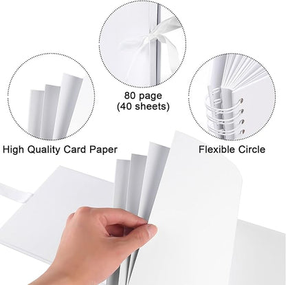 Vienrose Scrapbook Album 80 Pages, DIY Photo Album with Accessories, White Kraft Paper Memory Book for Wedding, Birthday, Travel, Valentine, Mother’s Day, 11x8 Inches