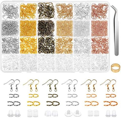Anezus 1900 Pcs Earring Making Kit with Jewelry Hooks, Fish Hook Earrings, Backs, Jump Rings for Repair, Gifts by anezus