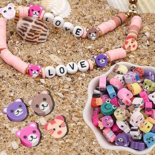 100 Pcs Polymer Clay Beads Cartoon Heishi Spacer Beads Supplies for DIY Bracelet Earring Necklace Jewelry Making (Animal) - Image 3