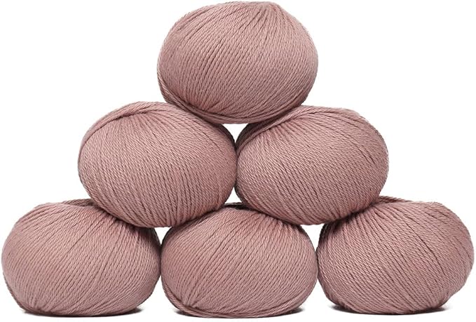 100% Baby Alpaca Yarn Wool Set of 6 Skeins (300 Grams) DK Weight - Made in Peru - Heavenly Soft and Perfect for Knitting and Crocheting (Antique Rose, DK - 6 Skeins)