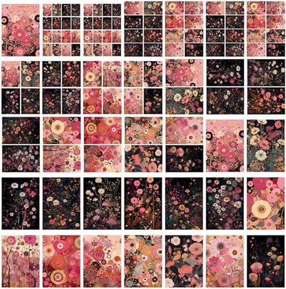 Decoupage Paper Pack (35 Sheets 6"x8") Sweet Illustrations of Pink nd Black Flower Fields FLONZ Vintage Illustration Pictures Cards for Decoupage, Craft and Scrapbooking - Image 4