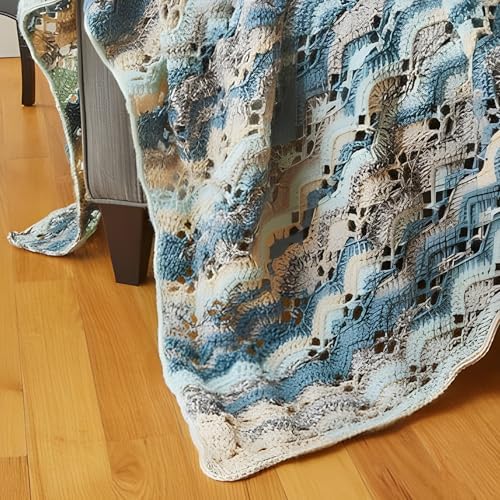 Mary Maxim Waterfall Ripple Afghan Crochet Kit, Soft Alpaca Blend Worsted Weight Yarn and Pattern Included, Cozy Afghan Blanket Crocheting Kit for Adults, Finished Size 46" x 60" - Image 2