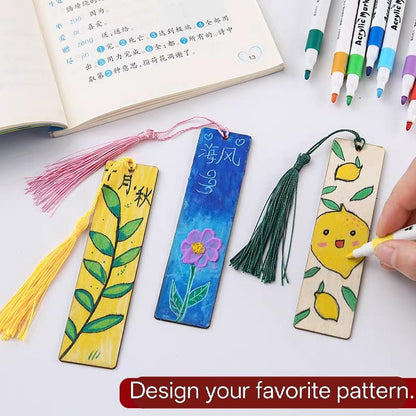 40-Piece Unfinished Wooden Bookmarks with Tassels – DIY Blank Wooden Bookmark Craft Kit for Handmade Gifts, Reading Accessories (1.26 x 4.7 Inches) - Image 4
