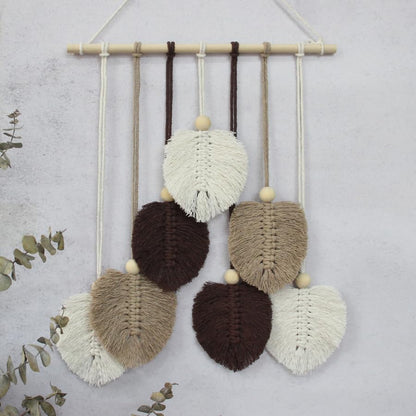 BUFANTL DIY Macrame Leaf Wall Hanging Kit for Beginners, Boho Woven Tapestry Craft Kit with Macrame Cord, Wooden Beads & Printed Instructions, Home Decor Macrame Kit for Adults - Image 6