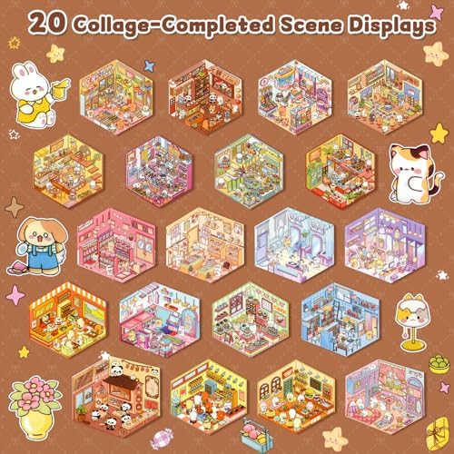 ASTARON 20Sets DIY 3D Sticker Scene Book, Make Your Own Shop House Room - Image 4