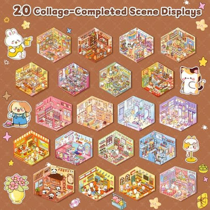 ASTARON 20Sets DIY 3D Sticker Scene Book, Make Your Own Shop House Room - Image 4