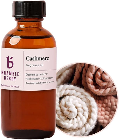 Bramble Berry Cashmere Fragrance Oil 2 oz | Warm Cozy Scent with Vanilla for Candles, Soap, Lotion, Perfume & Bath Bombs | Skin Safe, Vegan, Paraben & Phthalate Free, DIY Craft Essential