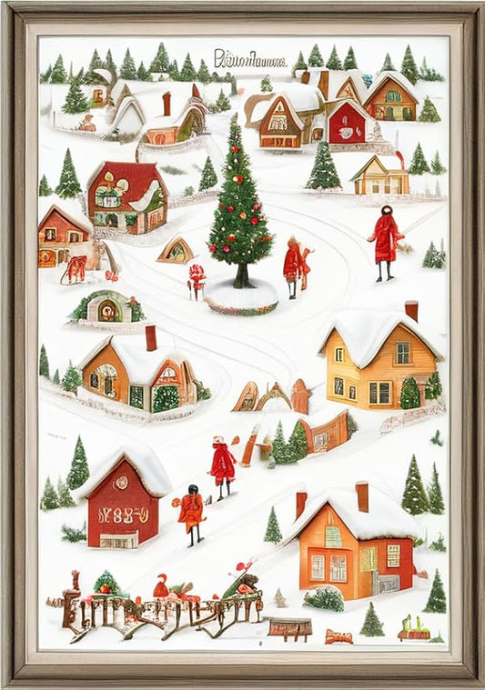 Joyhoor Cross Stitch Kits for Beginners Stamped Cross-Stitch Supplies Needlework preprint Embroidery Kits for Adults DIY Needlepoint Kits Embroidery Patterns 11CT-Christmas Village 16x20 inch