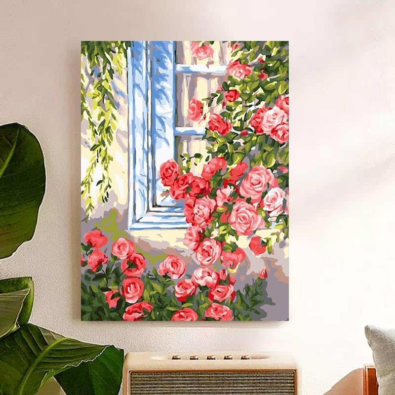 ZRIZQ Paint by Numbers Kit for Adults Beginner,Flowers Window,16x20 - Image 7