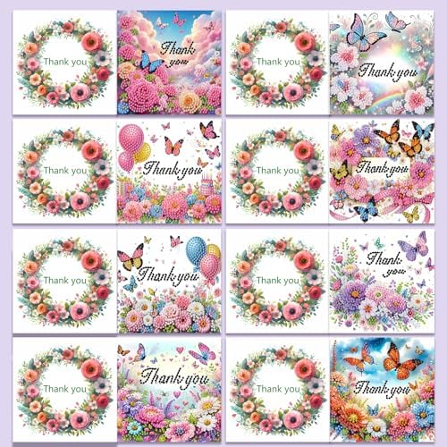 Muzagroo Art Diamond Art Thank You Cards for Adults Diamond Painting Cards - Image 6