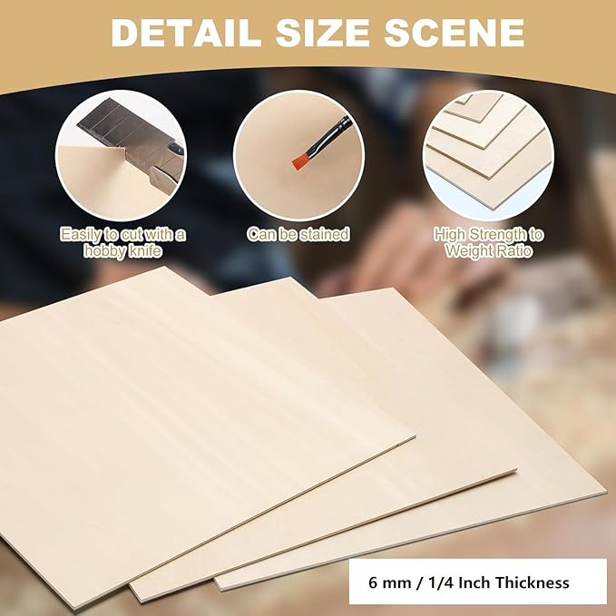 24 Pack Basswood Sheets for Crafts - 16 x 16 x 1/8 Inch - 3mm Thick Large Plywood Sheets Unfinished Bass Wood Boards for Laser Cutting, Wood Burning, Architectural Models, Staining