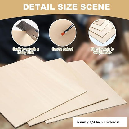 24 Pack Basswood Sheets for Crafts - 16 x 16 x 1/8 Inch - 3mm Thick Large Plywood Sheets Unfinished Bass Wood Boards for Laser Cutting, Wood Burning, Architectural Models, Staining