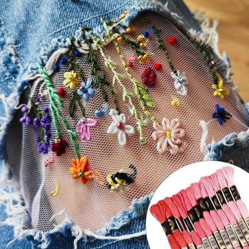 12 Skeins 105 Yards 6 Strands Pink Embroidery Floss Cord Friendship Bracelet String Threads Variegated Gradient Bulk Cross Stitch Thread Yarn Set for Sewing Making Knitting Craft DIY Supply - Image 6