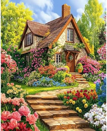 Banket Paint by Numbers Kit for Adults Beginner Landscape DIY Painting Kits for Adults Garden Easy Adult Paint by Number Kits on Canvas Color by Numbers for Gifts Home Wall Decor 16x20 Inch by Unknown