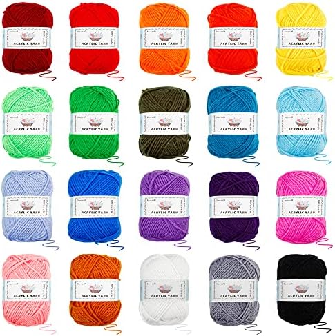 20 Large Acrylic Yarn Skeins-105 PCS Crochet Kit with Hooks Yarn Set, Premium Bundle Includes 2000 Yards Yarn Balls, Needles, Accessories, Ideal Starter Pack for Adults Beginner Professionals - Image 4