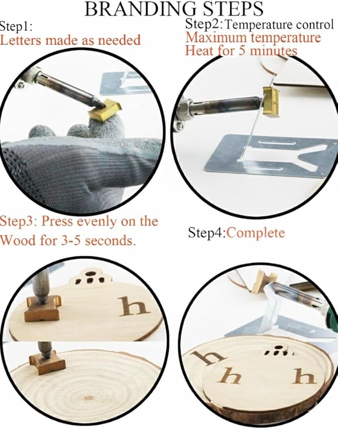 1/2" 26 Pcs Wood Burning Alphabet Letter Kit, Wood Burning Kit with Lowercase Letters Stamps for Woodwoking Leather Crafting, Personalization Tips Set Gift for DIY, Birthday and Christmas