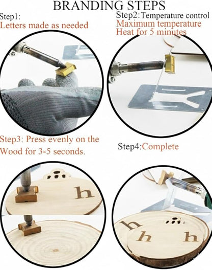 1/2" 26 Pcs Wood Burning Alphabet Letter Kit, Wood Burning Kit with Lowercase Letters Stamps for Woodwoking Leather Crafting, Personalization Tips Set Gift for DIY, Birthday and Christmas