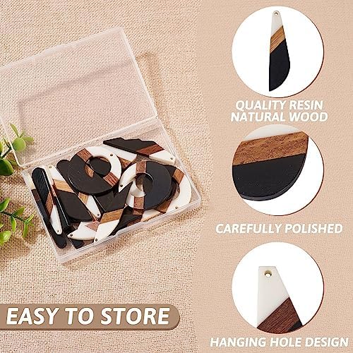 FASHEWELRY 20Pcs Resin Wood Earring Charms Wooden Earring Blanks Vintage Geometry Boho Charms Round Drop Wooden Earrings Pieces for Jewelry Making (Cow Color) - Image 4