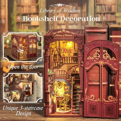 CUTEBEE Book Nook Kit - DIY Miniature House Dollhouse Kit for Adults, Booknook Tiny House Bookshelf Decor 3D Wooden Puzzle, Gifts for Family and Friends (Library of Wisdom) - Image 2