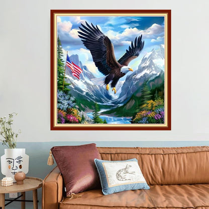 Joyhoor Stamped Cross Stitch Kits for Beginners, Needlepoint Kits for Adults, 11CT Counted Embroidery Kits-Eagle Flag 18x18 inchs - Image 2