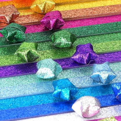 18 Colors Origami Star Paper Strips, Glitter Origami Stars Paper DIY Paper Star Strips Origami Star Decoration Paper Strips for DIY Handcrafts, 360 Sheets Crafts - Image 3