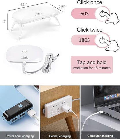 Sazzi UV LED Nail Lamp UV Light for Gel Nails, Nail Dryer for Gel Polish and Resin, Curing light24W
