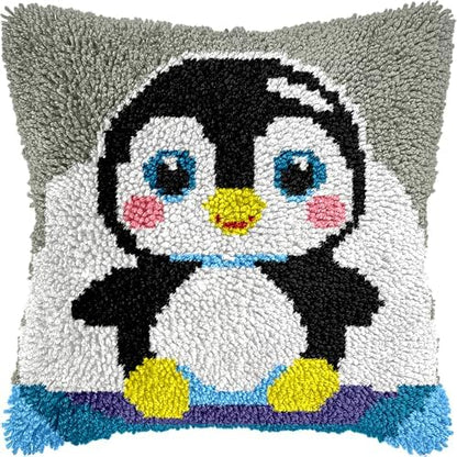 Cute Penguin Latch Hook Pillow Kits for Adults Beginners, 17" X 17" by VEIROUSA