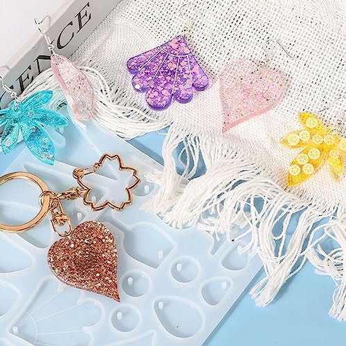 Attuslla Earring Silicone Resin Molds Earring Epoxy Resin Molds DIY Craft with Ear Hooks, Jump Rings for DIY Women Earrings, Pendants, Rings, Jewelry Craft Supplies - Image 5
