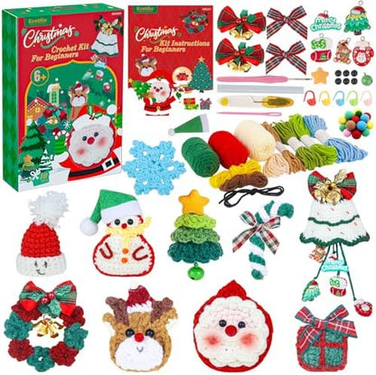Ecoofor Christmas Crochet Kit for Beginners — DIY Holiday Crochet Starter Kit for Adults with Step-by-Step Video Tutorials & Patterns, Perfect for Christmas Decorations & Gifts by Ecoofor