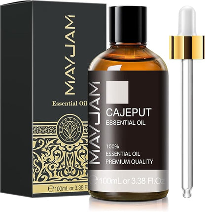 MAYJAM Cajeput Essential Oil, 3.38FL.OZ Pure Essential Oils with Glass Dropper, Large Volume Cajeput Oil, Perfect for Massage, DIY Candle and Soap Making (100ML)