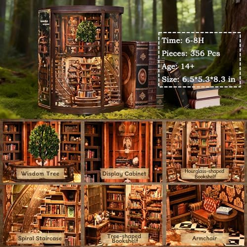 Book Nook Kit for Adults Booknook DIY Miniature Library Decor Fantasy 3D Puzzle - Image 2